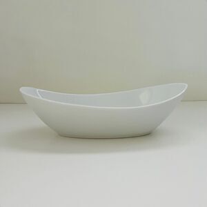 SIDES by OVER & BACK White Porcelain Oval Curved Boat Serving Bowl